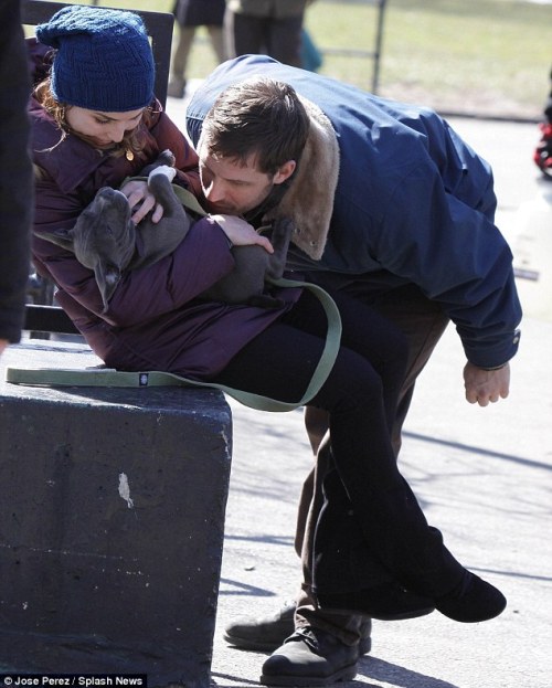 involuntaryorange: alphamaleswithpuppies: Tom Hardy, Noomi Rapace and Rocco the puppy on the set of 