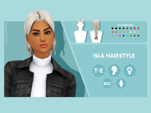 Isla, Gianna, & Kelcy HairstylesMaxis Match HairstyleAvailable for Teens-Elders24 EA swatchesHat