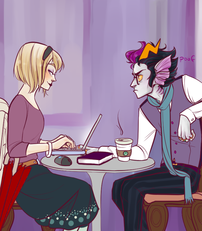 katkitkatt:      k4rkl3s:  Every time Eridan sees Rose at the coffee shop down the