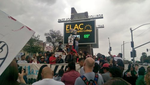 godpenis:  Picture 1 & 2: Hillary Clinton campaign rally at East Los Angeles College in Los Angeles on May 5th, 2016     Picture 3 & 4: Protesters outside of   Hillary Clinton’s campaign rally at East Los Angeles College in Los Angeles on May