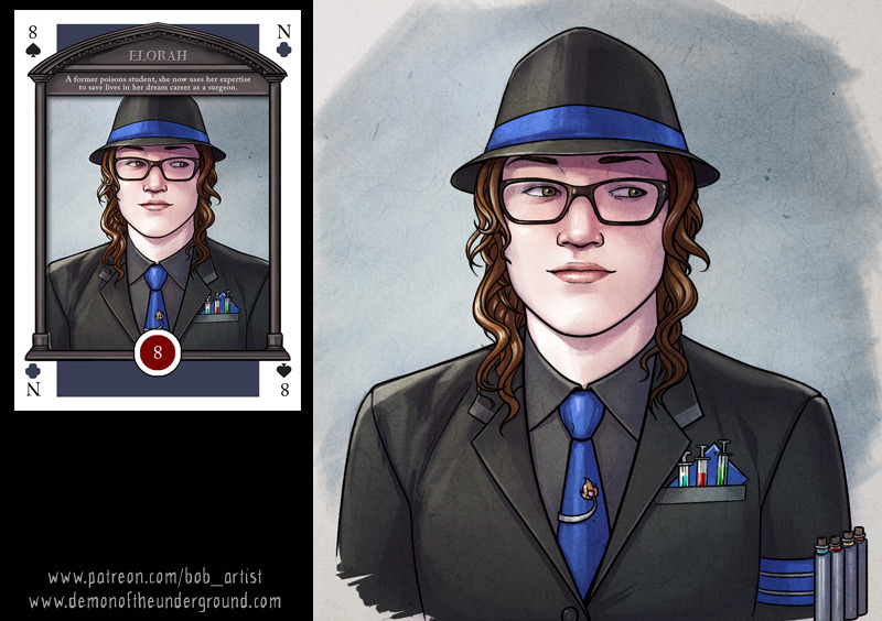 Custom DOTU patron card portrait for Elorah!
One of my Patreon rewards is a custom DOTU style card for the patron or their OC. I got the okay to share this one, so here it is! This one was done for Becca as a gift for her daughter, Elorah, who is a...