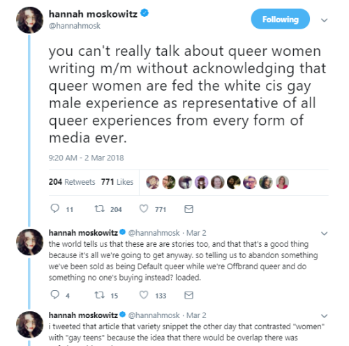 Bisexual author Hannah Moskowitz on m/m, queer women, and dominant cis white gay narratives [+ Bonus