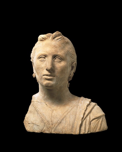 Bust of a woman. Cerveteri, 300 - 250 B.C., terracotta. Gregorian Etruscan Museum.“The bust is not a