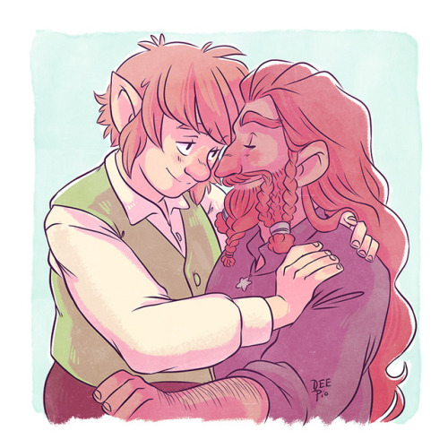 Bilbo and Nori request for @theglassfloor !  This drawing is based on their fic “Hair Like the Sunse