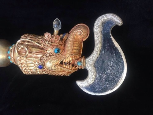 Tibetan Jeweled Buddhist Dragon Kartika Vajra Knife Axe For more details, or to purchase, visit: htt