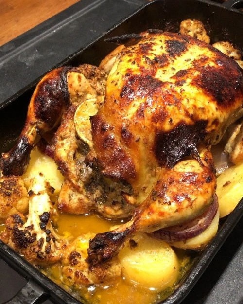 Christmas roast for my family except me! I have an issue with chicken since I was four… but a