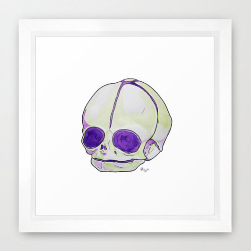 (via SALE Green and Purple Fetal Skull Watercolor by KelsiEldredge)