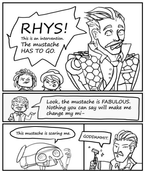 Vanquishing Rhys’ mustache has to be a main quest in Borderlands 3.