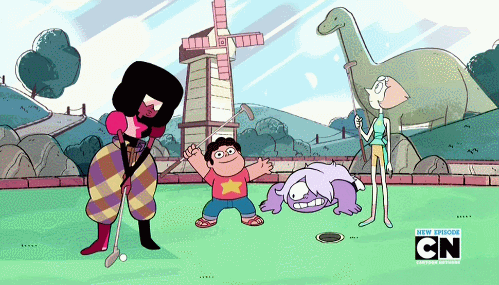 Amethyst is just so psyched about that tiny ball rolling into the hole 