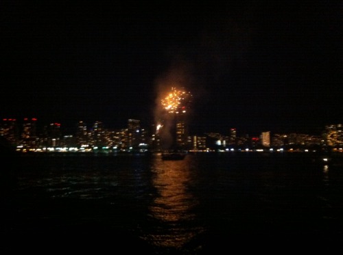 gummijay:  A catamaran ride in Waikiki with a fireworks show. I love my job. I got bored and flew to Hawaii for 40$!!