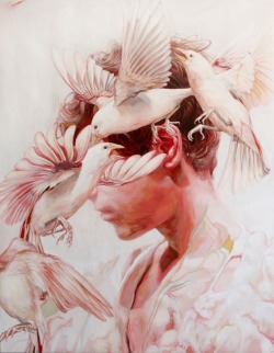 culturenlifestyle:  New Enigmatic Surreal Portraits by Meghan Howland Artist Meghan Howland unravels the raw emotion of humans through her art, obscuring her character’s identity and boldly using figures contorted in expression and movement.  Keep