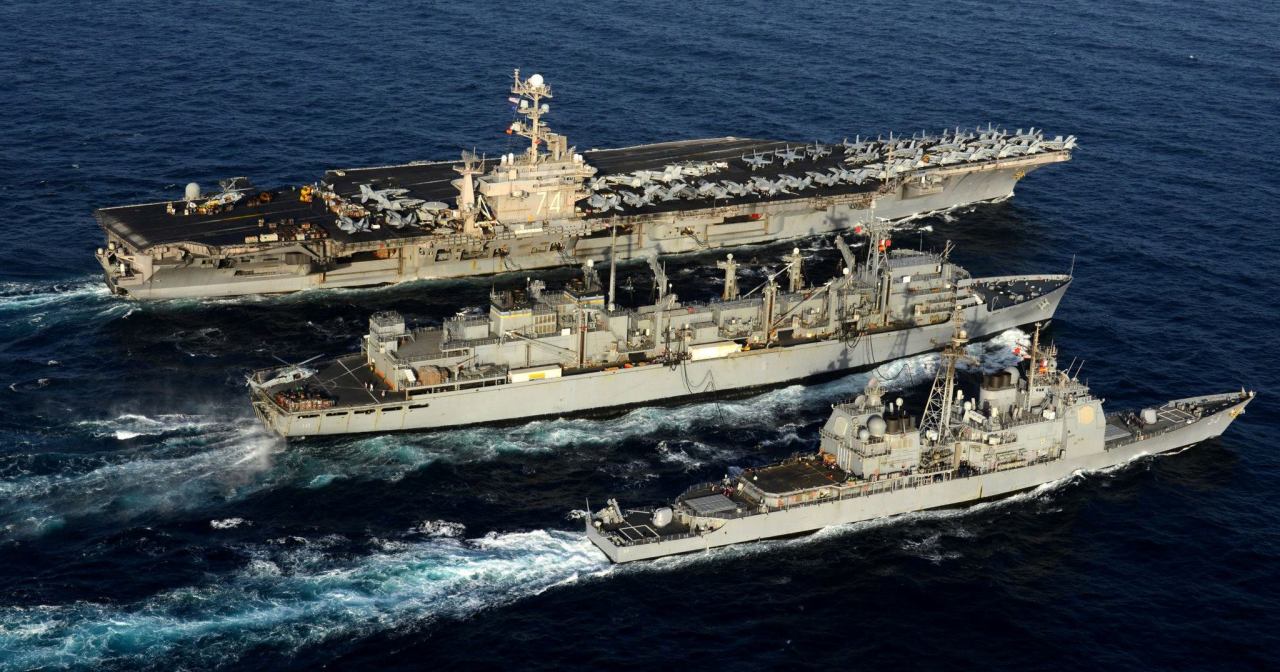 spectrum-rider:  USS John C. Stennis CVN-74 and USS Mobile Bay CG-53