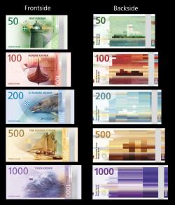 new-aesthetic:  New Norwegian currency design by The Metric System (front side) and Snøhetta (back side). Slik blir de nye sedlene fra Norges Bank - Næringsliv - E24 [English translation] Design Concept from Norges Bank [PDF] 