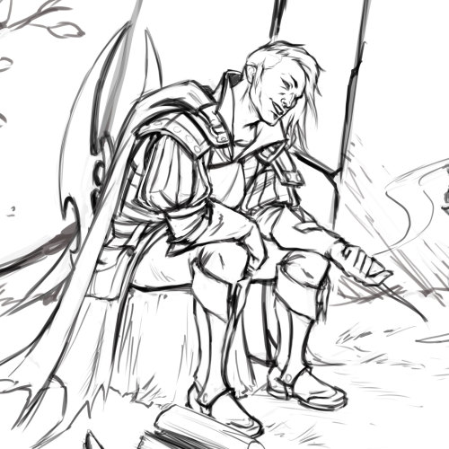  Wip - “What’s for dinner” - sketches. Part of an illustration with all of my DnD OC’s together. Som