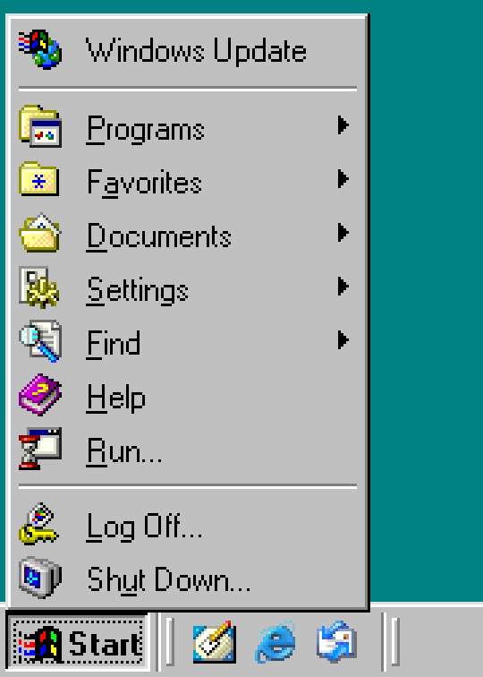 windows 98 start selection picture
