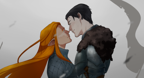 drunkheroes:“In love, smooches.”Concept: 10 years after the Blight Surana and Cousland ( @vilemie ) 