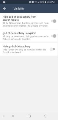 Just found out this is a thing, and it&rsquo;s a thing I can&rsquo;t disable or change, so I guess tumblr is forcing blogs that they don&rsquo;t like into the shadows. Fuck you tumblr.