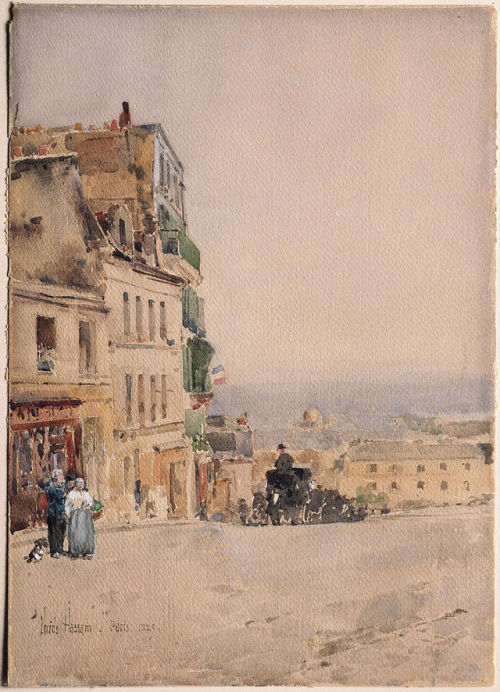 inividia:View in Montmartre, Paris, c. 1889, Childe Hassam