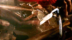 nostlaco:  “The idea behind the glove was a practical one on Wes Craven’s part, as he wanted to give the character a unique weapon, but also something that could be made cheaply and wouldn’t be difficult to use or transport. At the time, he