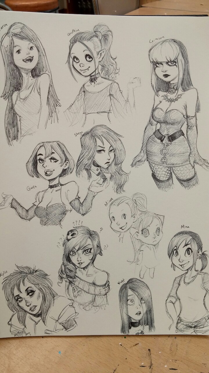 z0nesama:  hatebitxx:  Drawing some cartoon creepy, spooky, and goth girls for Halloween.