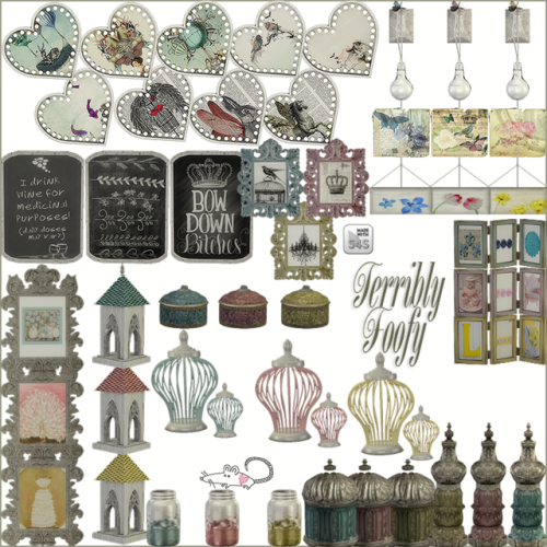 Back!  With a with a foofy, girly set.  I have included meshes for most items - for conversions if t