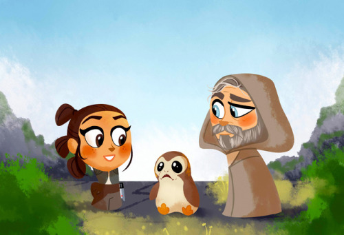 melty-artz: Rey likes the Porg. Luke isn’t too sure. 