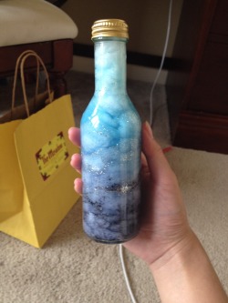 paintsthetic:  Look what I made today! It looks like I have the night and day sky mixed all into one in a bottle :) 