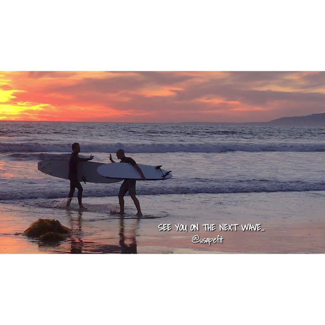 Get apefit with April!!! on Tumblr: See you on the next wave...  #nevermissasunset #quotes #surfer #clouds #beautifulsky #venicelife  #venicebeach #nature #silhouette...