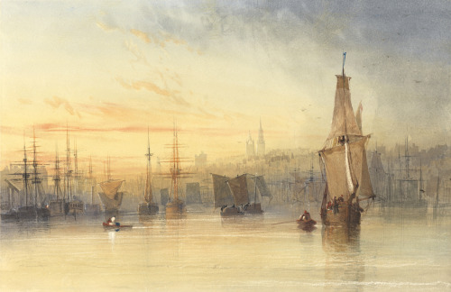 Thomas Miles Richardson the Elder  (1784–1848)View of Newcastle from the Tynewatercolor o