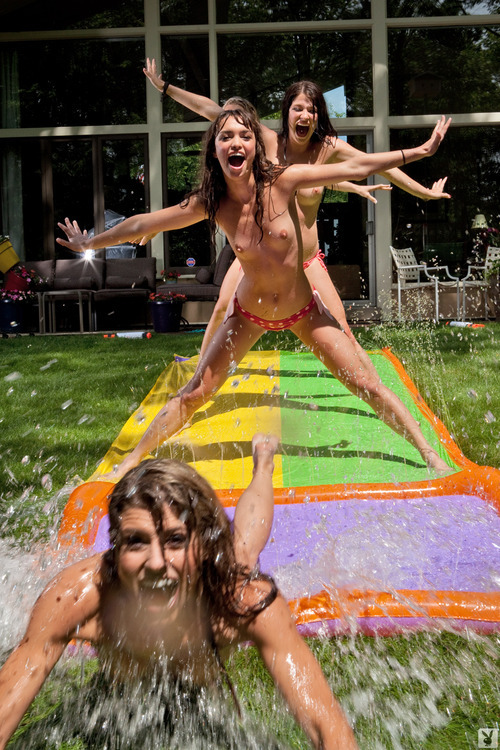 Porn dothingsnaked:  Slip ‘n slide naked! photos