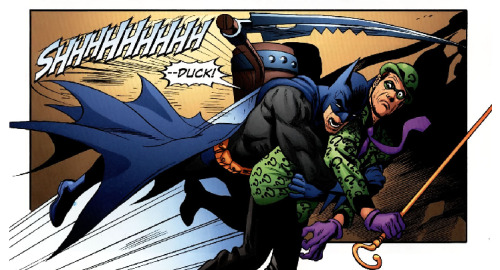 socr8tes:Batman Confidential - #27-28Batman endearingly protecting The Riddler while he looks uncomf