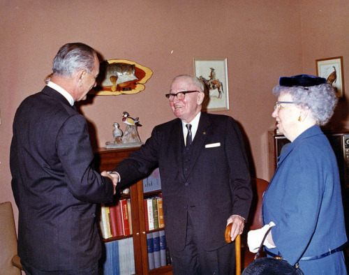 Photograph of President Lyndon B. Johnson with the Trumans, 01/20/1966 by The U.S. National Archives