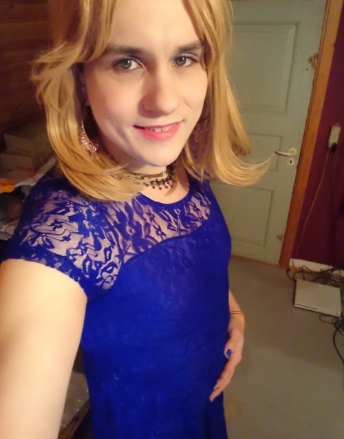 Porn Pics nadiatv:  new blue lace dress   it’s