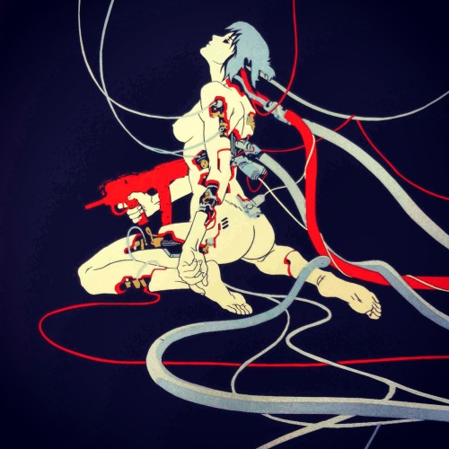 xombiedirge:  Ghost in the Shell by Sharm Murugiah / Tumblr 18"  X 24" screen print, edition of 50. Available HERE. Part of the Bleeding Metallics art show at the Hero Complex Gallery / Facebook.