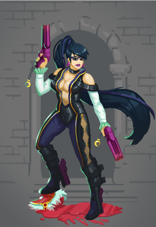 cannonbreedpixels:  Bayonetta, this is still technically pixel art. Only just.