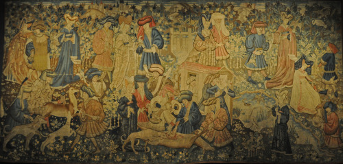 Deer Hunt’, woven wool tapestry, Netherlands, possibly Arras, 1440-50; Part of the Devonshire 