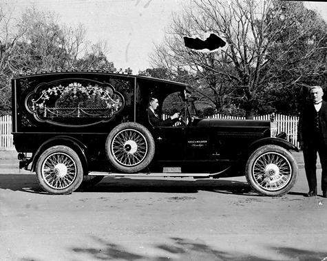 pepperloves1:  Negative - Studebaker Hearse, Bendigo, Victoria, circa 1926 Description Of Content: The Studebaker hearse belonging to Fizelle & Mulqueen Undertaker Source:  Museum Victoria       