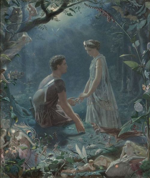 Hermia and Lysander, A Midsummer Night&rsquo;s Dream (1870). John Simmons (British, 1823-1876). Wate