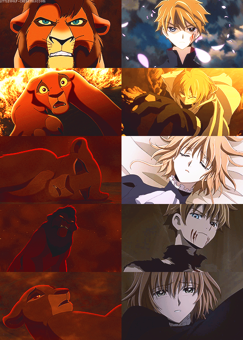 littlewolf-cherryblossom-deacti: Kiara/Kovu vs Sakura/Syaoran - for lionlookingforfeathers (=^･^=)