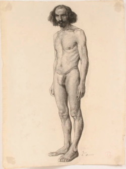 John Hugh, Nude male sketch, 1917-18. Charcoal