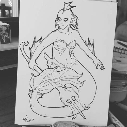 @drawlloween #Day8 : Deep Sea Denizens. I might go back and color her later today or tomorrow, but f