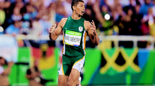 obiwanskenobiss:South Africa’s Wayde van Niekerk crosses the finish line to break the world record