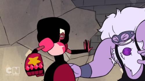 cicadianrhythm:  Rewatching Tiger Millionaire, through Garnet’s whole fight with Amethyst she only summons the one gauntlet.Specifically,the gauntlet from Sapphire’s gem.  Garnet isn’t a sum of their parts, she’s something greater. 