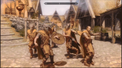 Another group of Whiterun guards dancing.