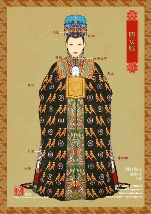 Formal chinese hanfu for empress in Ming dynasty by 檀仁. Historically accurate fashion.