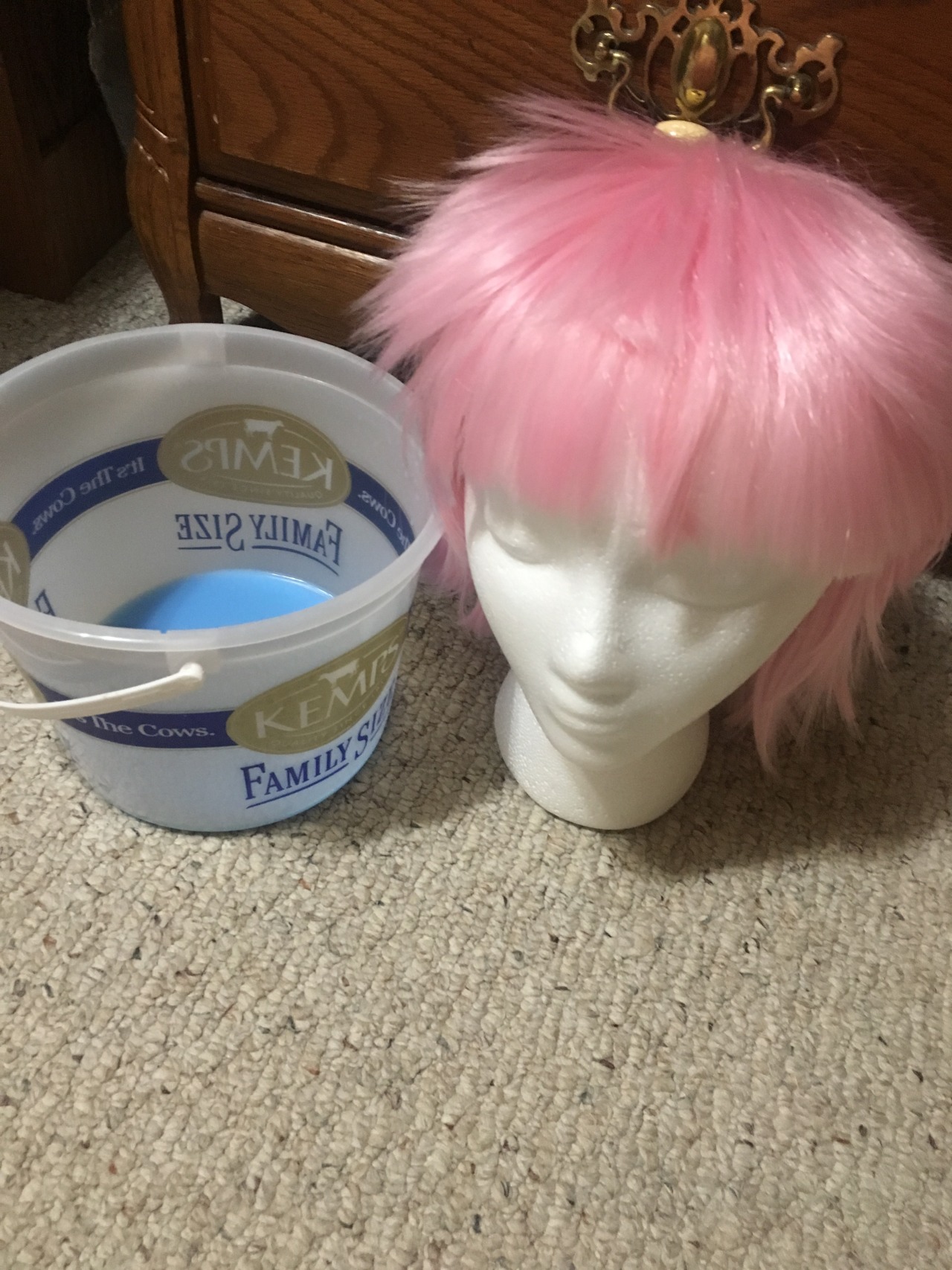 Capricious Cosplayer — Wig in Fabric Softener Experiment