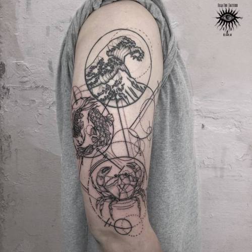 Added some more geometric madness to this piece for Thomas the other day. Geometric take on Hokusai’