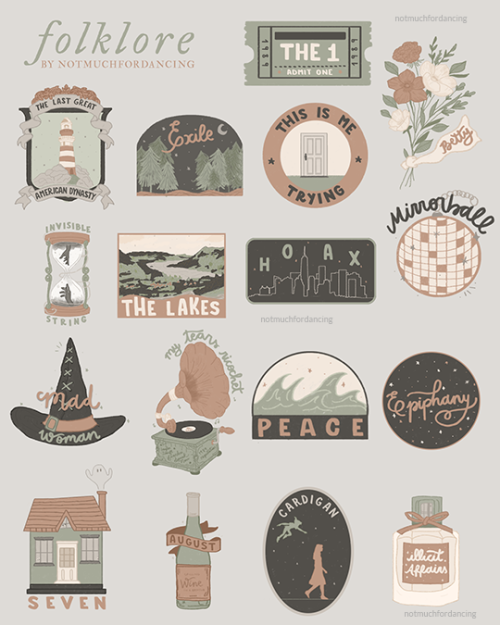 notmuchfordancing:f o l k l o r e - taylor swift stickers available on my RedBubble!