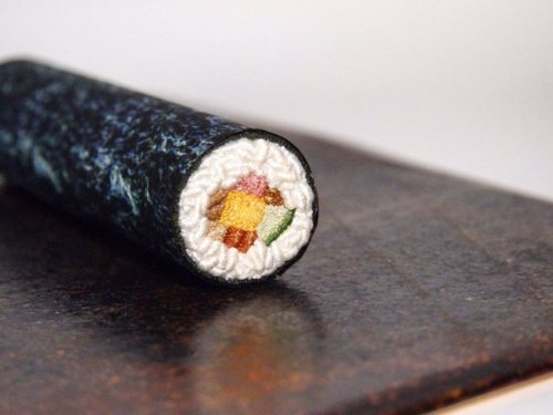 typhoeusatrox:
“ notimpossiblejustabitunlikely:
“ archiemcphee:
“ The Department of Extraordinary Embroidery can’t get enough of these exquisitely stitched miniatured foods created by Japanese artist ipnot (previously featured here).
““After...
