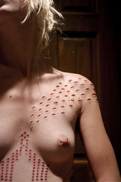 apolysis:  m80cupcake:  chiveta:  scarification one (by apolysis)  Love the dot work!  i just put this photo up on my flickr a week ago and it’s streaming around tumblr already…